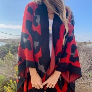 Red and Black Patterned Women's Sweater